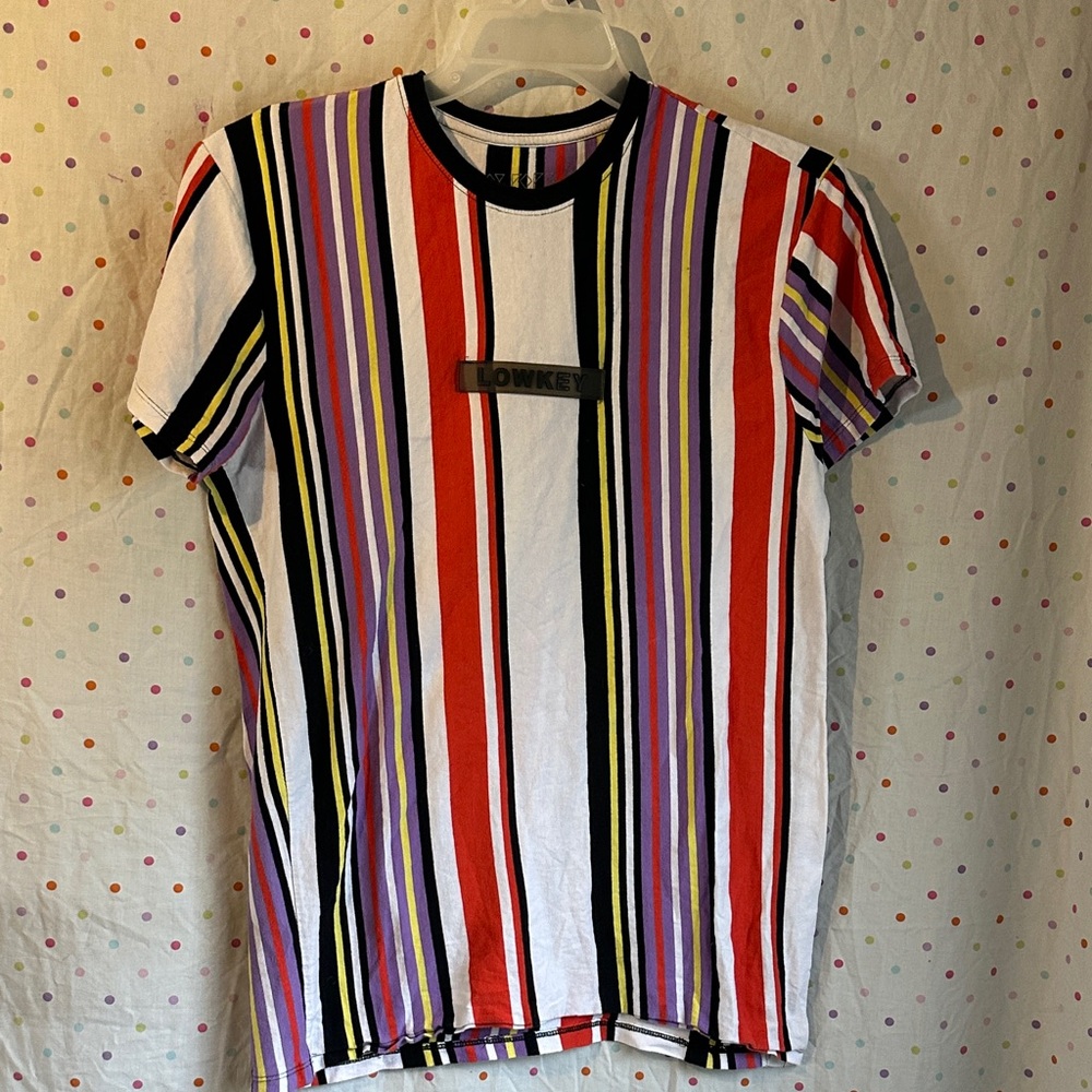 Colorful Striped T-Shirt with Text